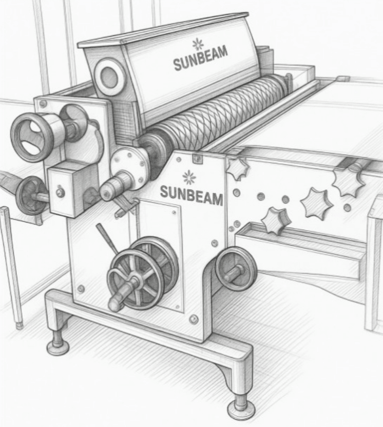 Technical sketch of a Sunbeam sheeting and laminating section